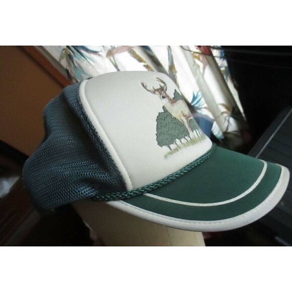 Mesh Hat Cap Snap Back  Vintage 80s DEER BUCK HUNTER Logo Farmer - Picture 3 of 5